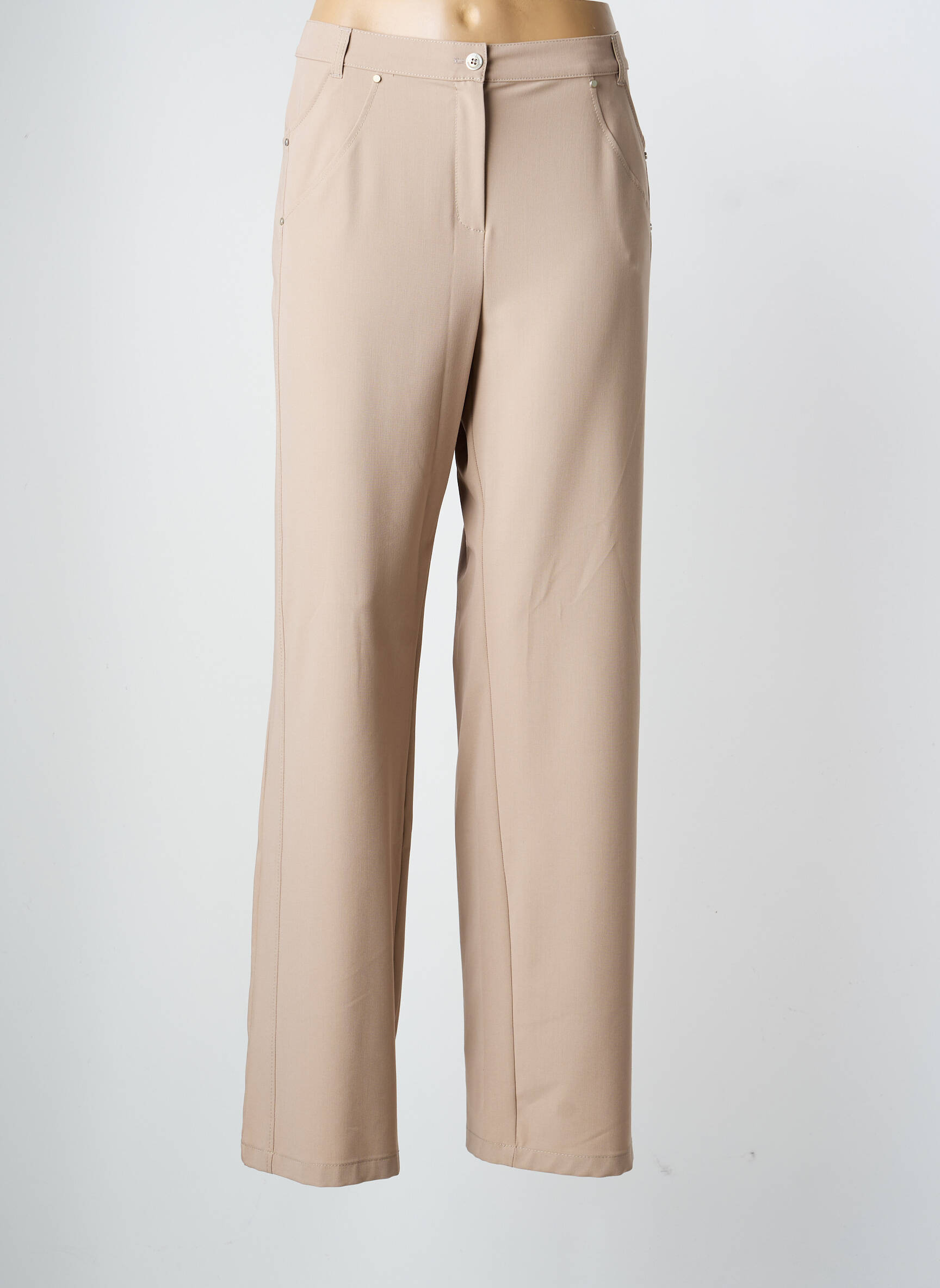 Pantalon drept țesătură crep mărime normală bej LEWINGER femeie