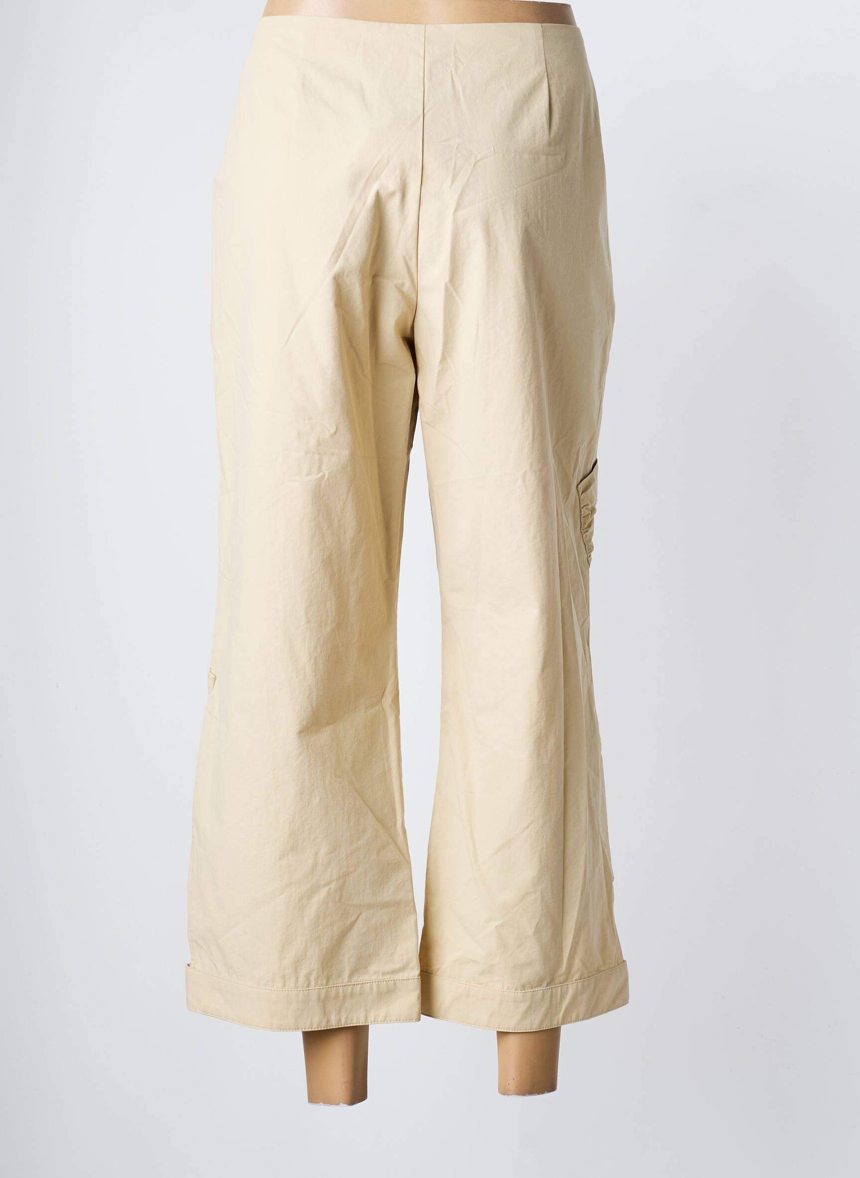 Pantalon 7/8 talie cu cleme mărime normală bej UN POINT C EST TOUT femeie