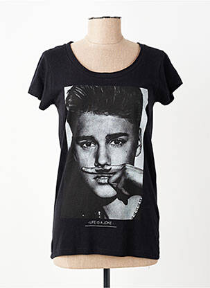 Tricou croială dreaptă mâneci scurte negru ELEVEN PARIS femeie