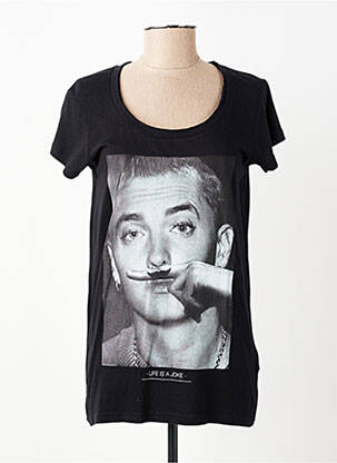 Tricou imprimeu fantezie mâneci scurte negru ELEVEN PARIS femeie