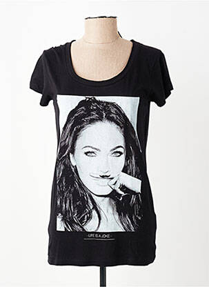 Tricou serigrafie mâneci scurte negru ELEVEN PARIS femeie