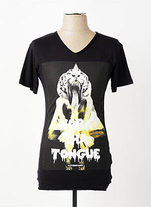Tricou croială cambrată mâneci scurte negru ELEVEN PARIS bărbat