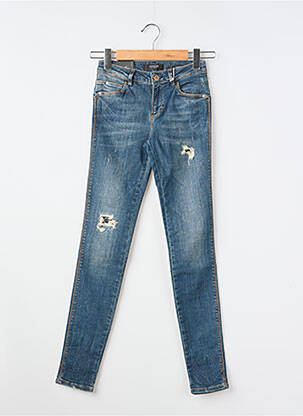 Blugi skinny efect uzat decolorat talie joasă albastru GUESS femeie