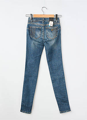 Blugi skinny efect uzat decolorat talie joasă albastru GUESS femeie
