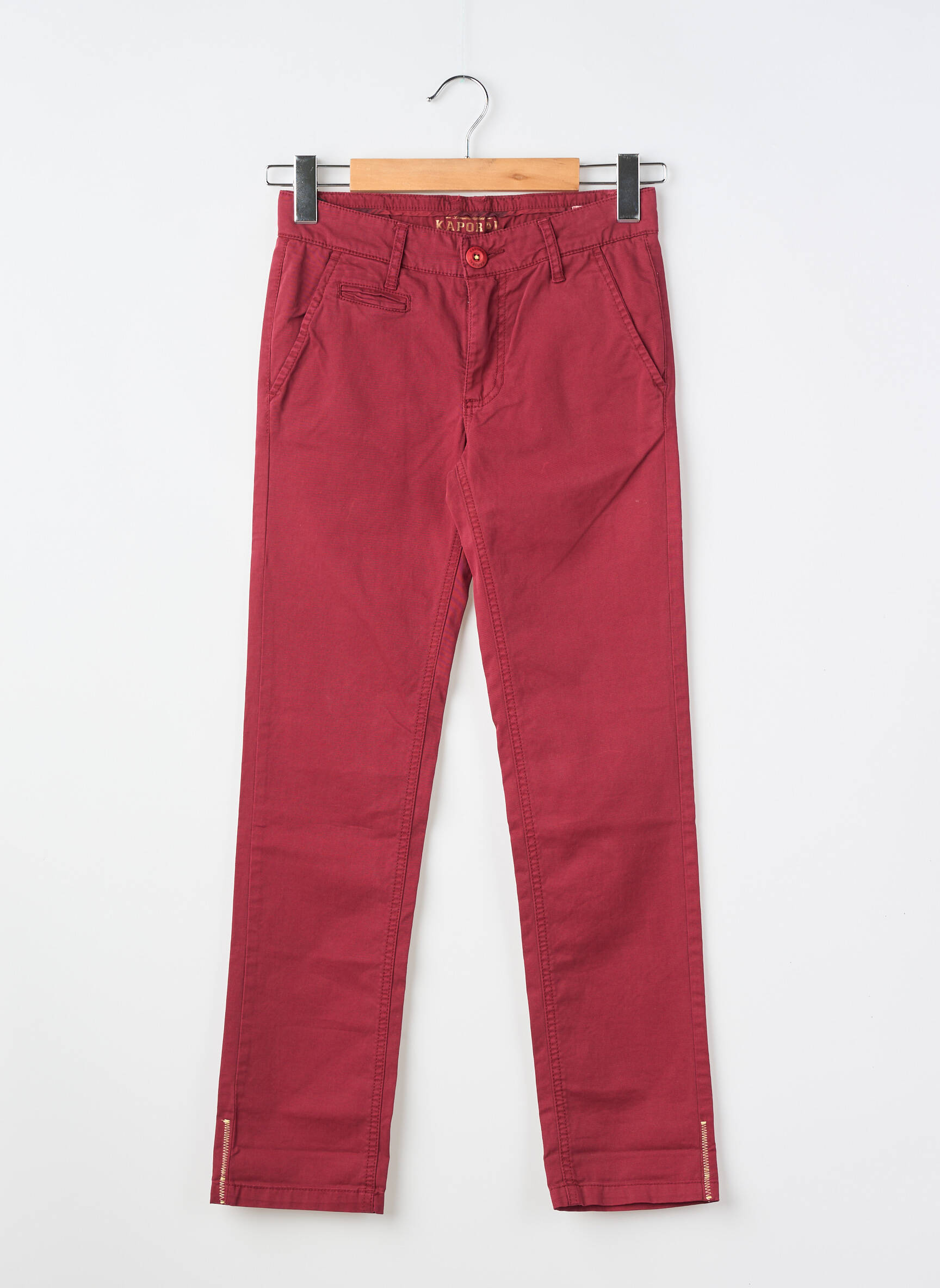 Pantalon chino țesătură poplin roșu KAPORAL băiat