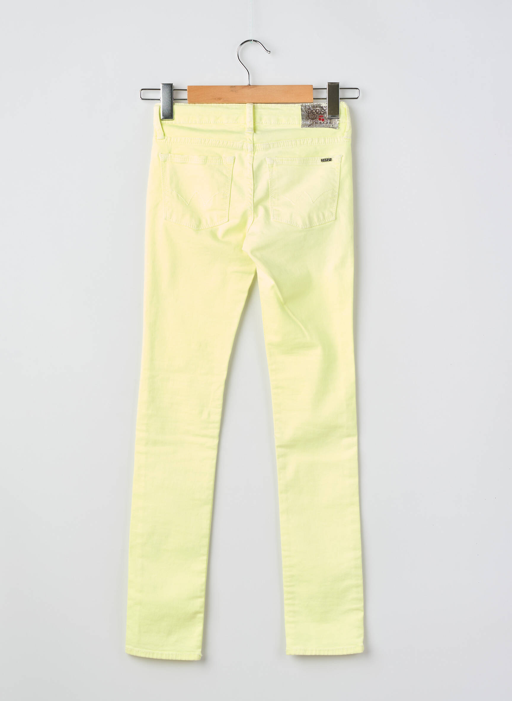 Pantalon slim țesătură poplin galben LE TEMPS DES CERISES fată