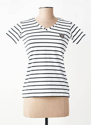 Tricou guler în v mâneci scurte alb LES POULETTES FITNESS femeie