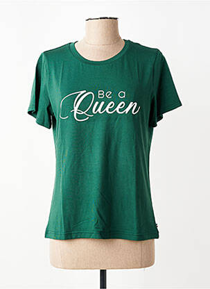 Tricou serigrafie flockată mâneci scurte verde LES POULETTES FITNESS femeie