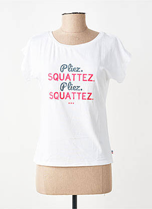 Tricou serigrafie flockată mâneci scurte alb LES POULETTES FITNESS femeie