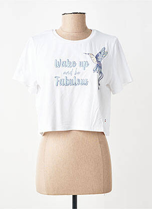 Tricou serigrafie flockată mâneci scurte alb LES POULETTES FITNESS femeie
