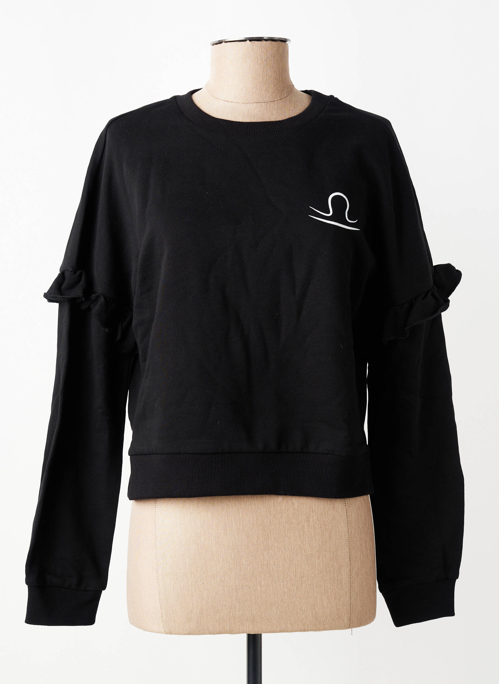 Hanorac serigrafie flockată mâneci lungi negru LES POULETTES FITNESS femeie