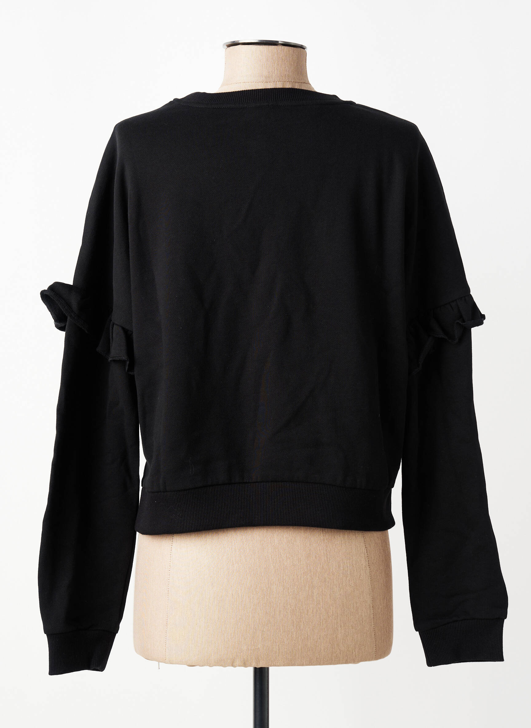 Hanorac serigrafie flockată mâneci lungi negru LES POULETTES FITNESS femeie