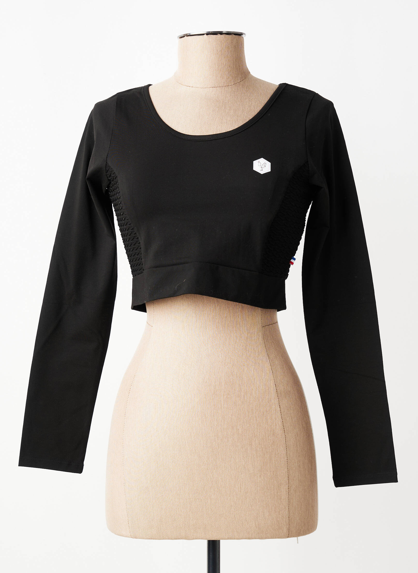 Top elasticitate mâneci lungi negru LES POULETTES FITNESS femeie