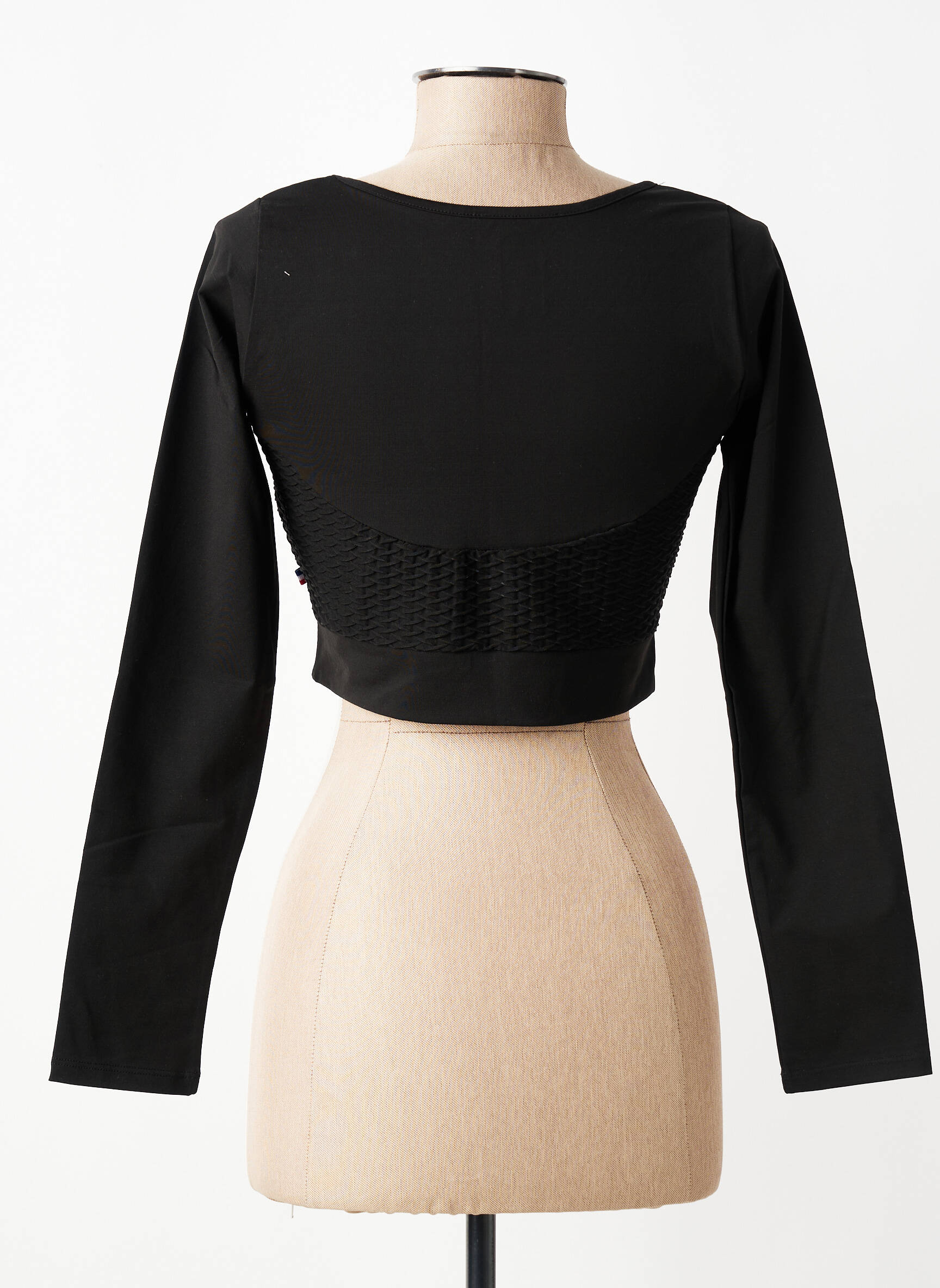 Top elasticitate mâneci lungi negru LES POULETTES FITNESS femeie