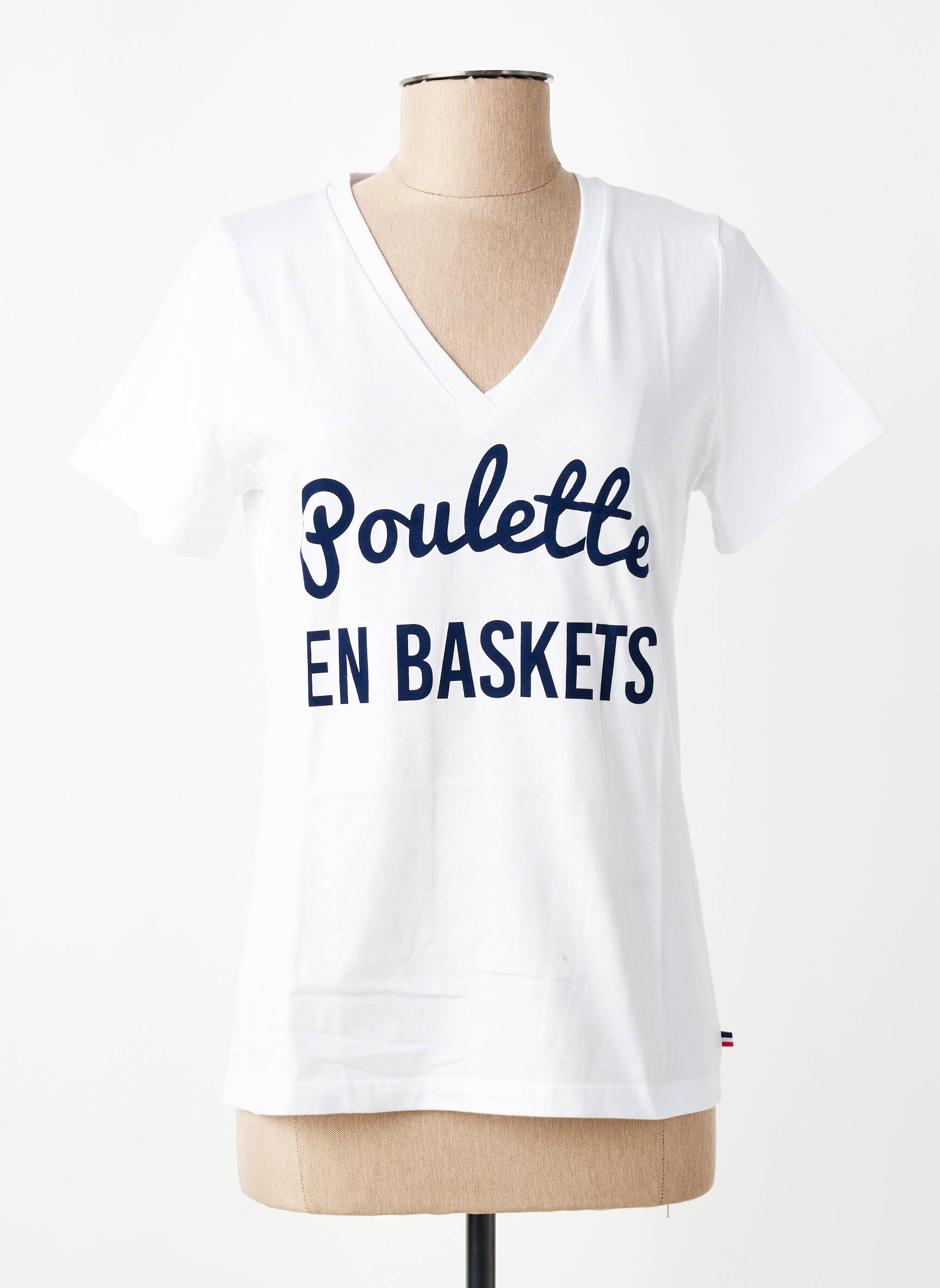 Tricou guler în v mâneci scurte alb LES POULETTES FITNESS femeie