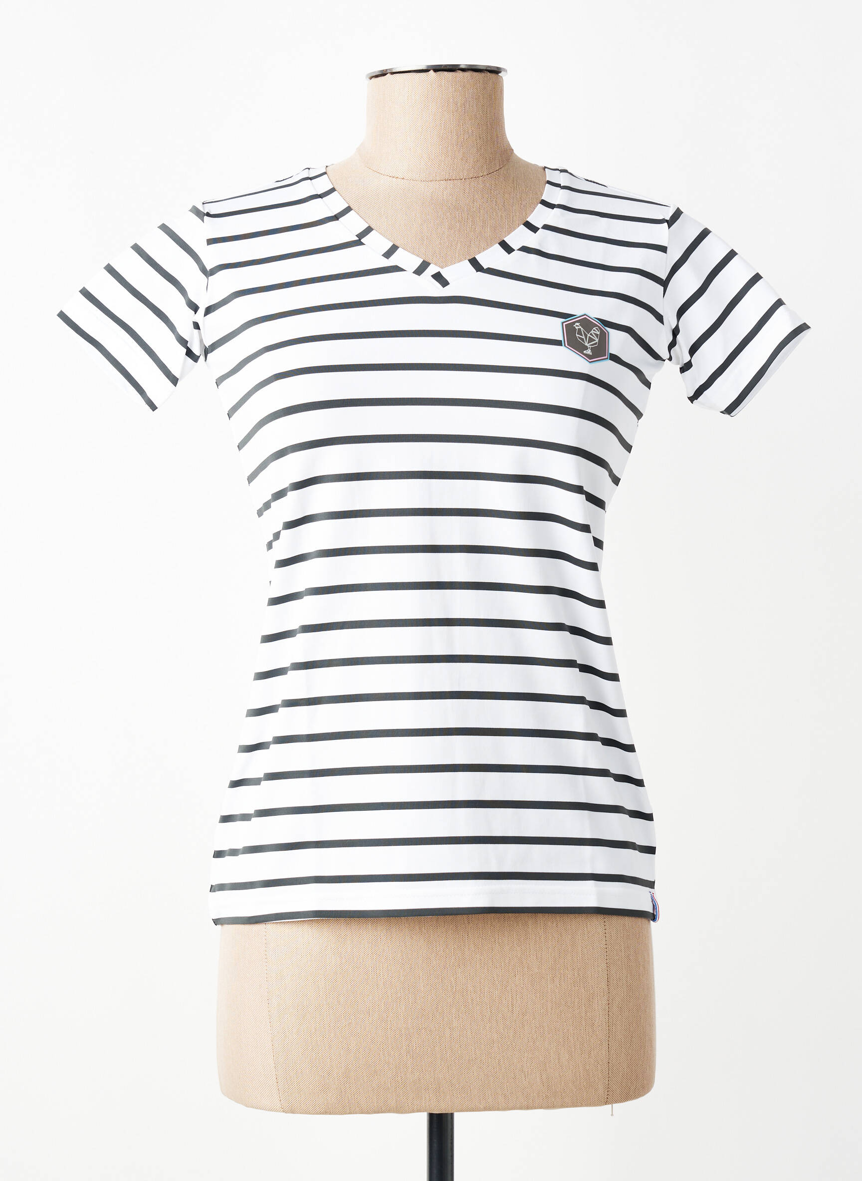 Tricou guler în v mâneci scurte alb LES POULETTES FITNESS femeie