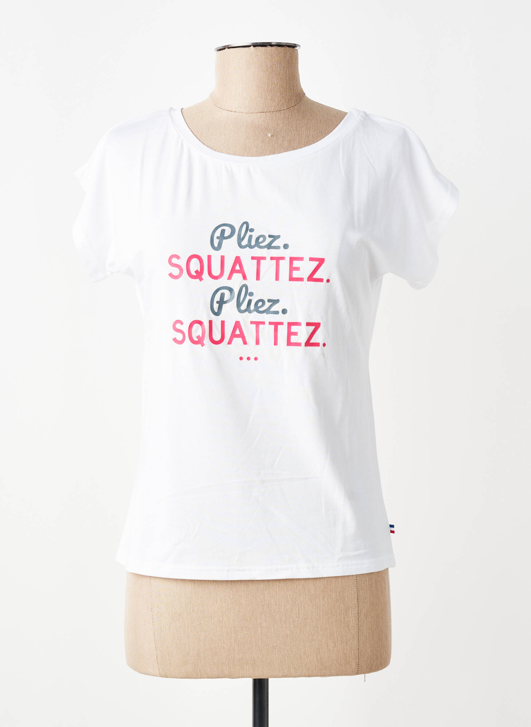 Tricou serigrafie flockată mâneci scurte alb LES POULETTES FITNESS femeie