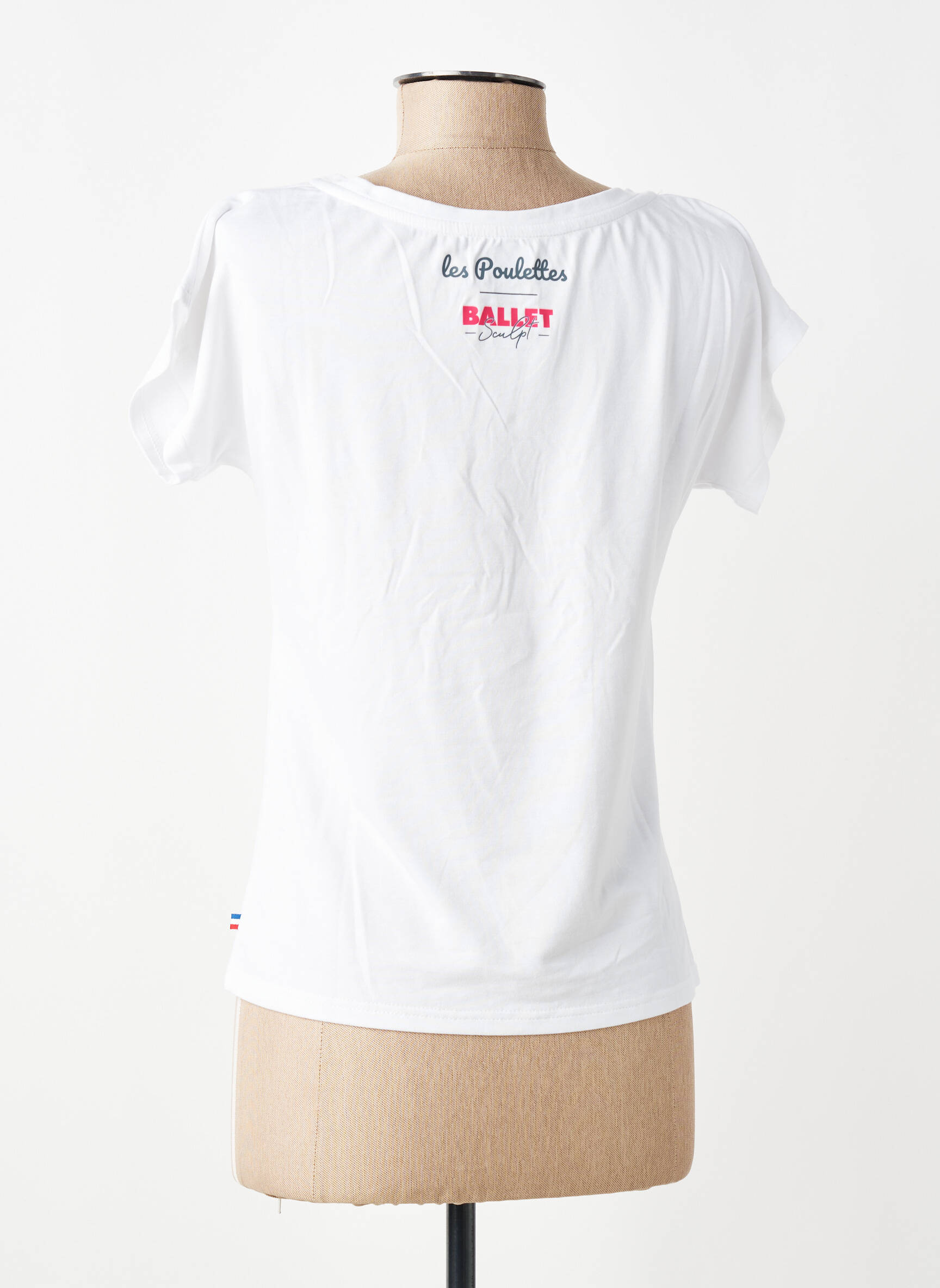 Tricou serigrafie flockată mâneci scurte alb LES POULETTES FITNESS femeie