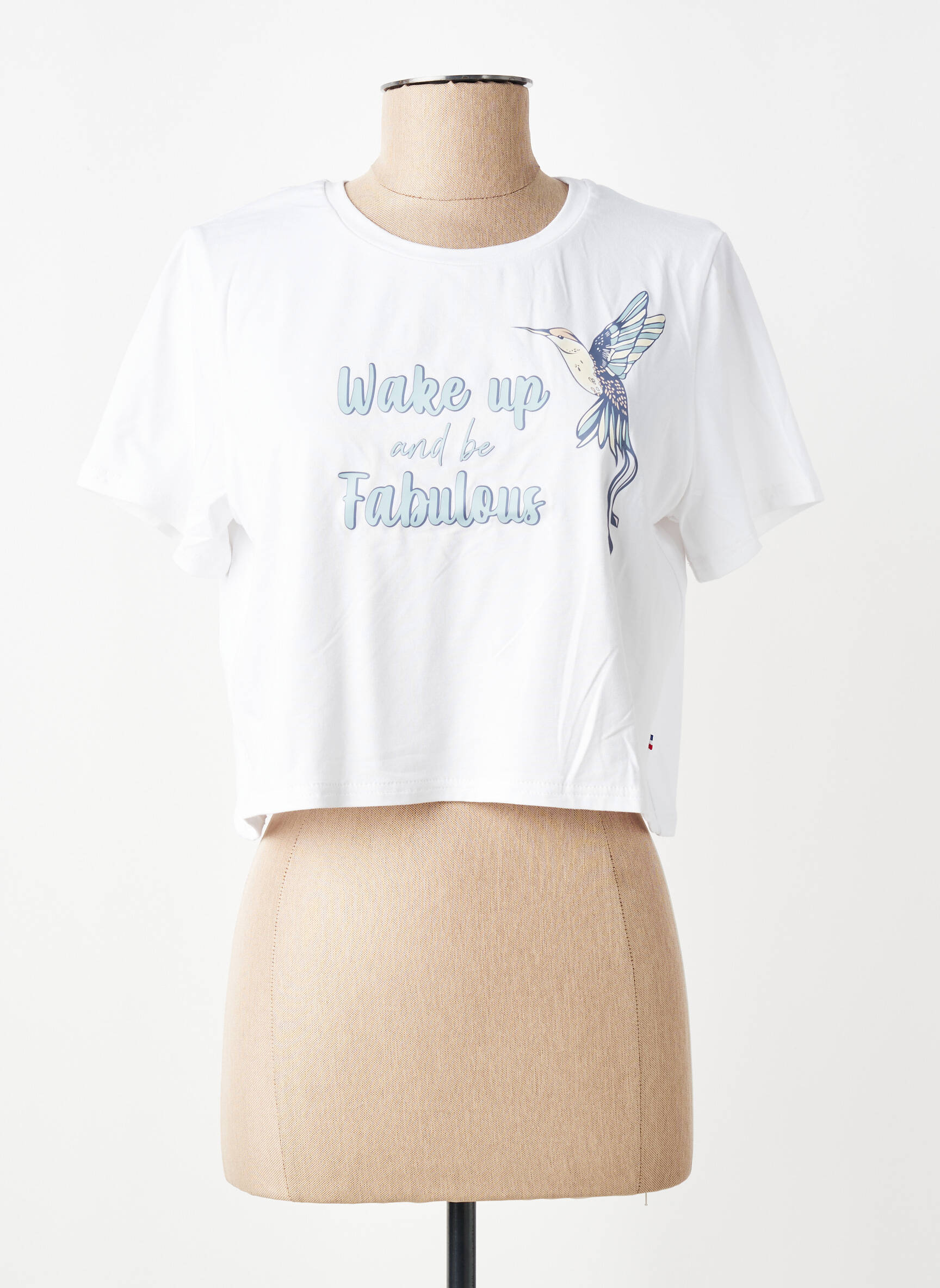 Tricou serigrafie flockată mâneci scurte alb LES POULETTES FITNESS femeie