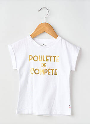 Tricou croială dreaptă mâneci scurte alb LES POULETTES FITNESS fată