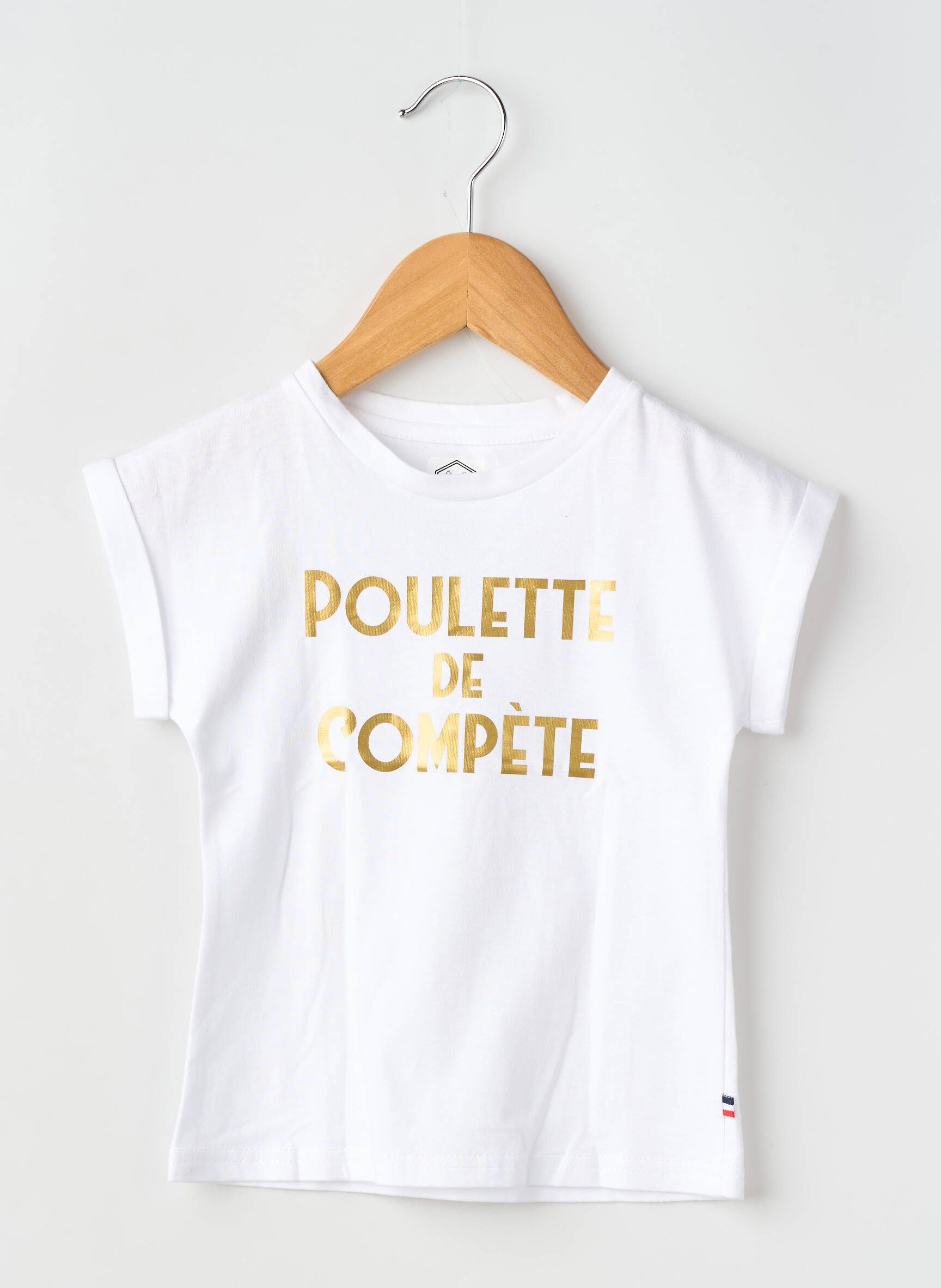 Tricou croială dreaptă mâneci scurte alb LES POULETTES FITNESS fată