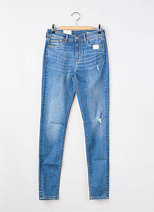 Blugi cu croială slim efect uzat decolorat albastru PEPE JEANS fată