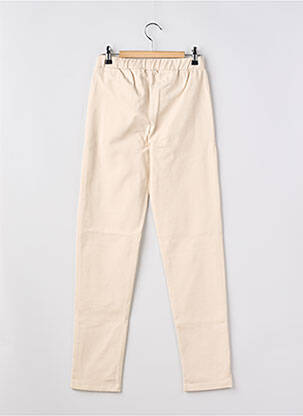 Pantalon slim țesătură poplin talie elastică bej GEISHA fată