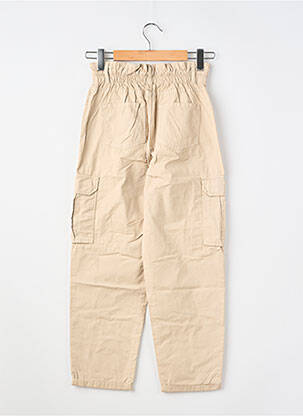 Pantalon cargo țesătură poplin talie elastică bej TEDDY SMITH fată