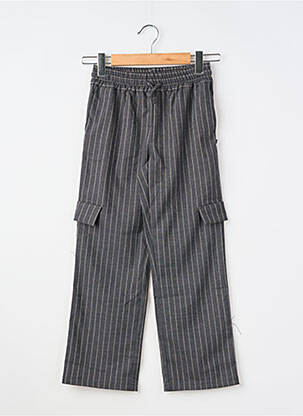 Pantalon cargo închidere cu legături de legat talie elastică negru LE TEMPS DES CERISES fată