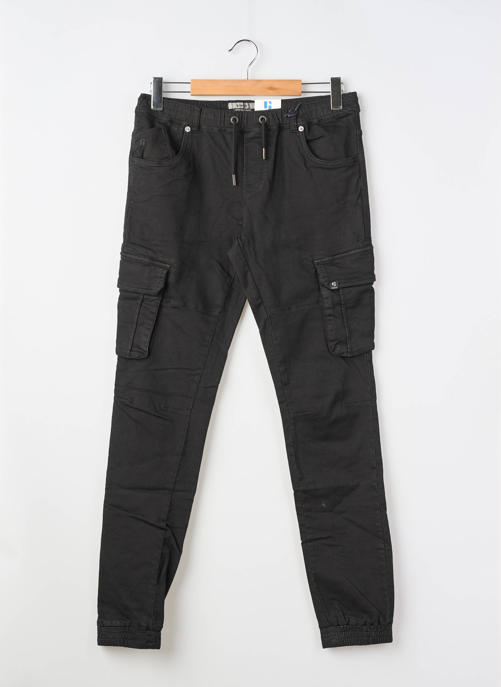 Pantalon cargo țesătură poplin talie elastică negru GARCIA băiat