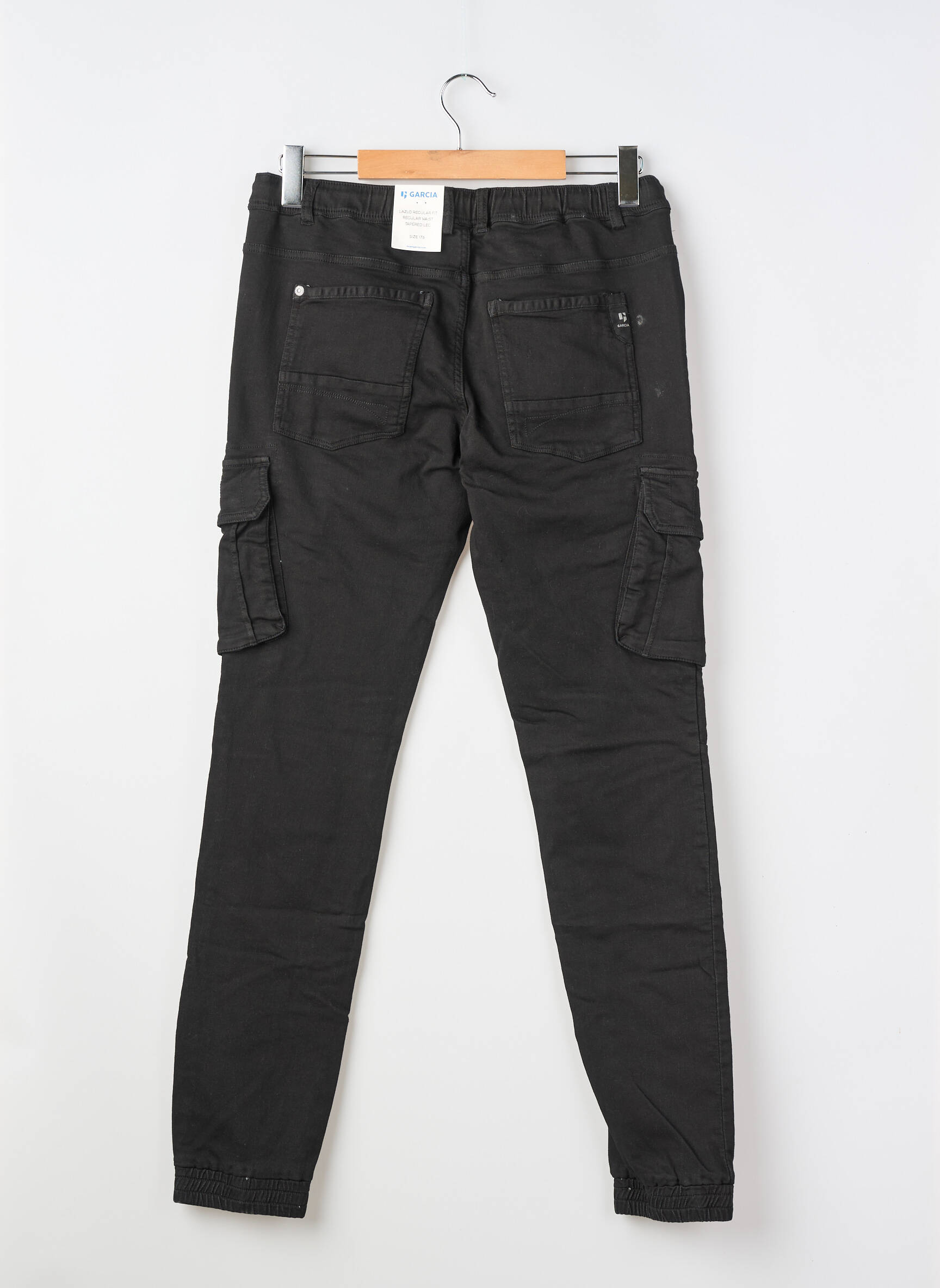 Pantalon cargo țesătură poplin talie elastică negru GARCIA băiat