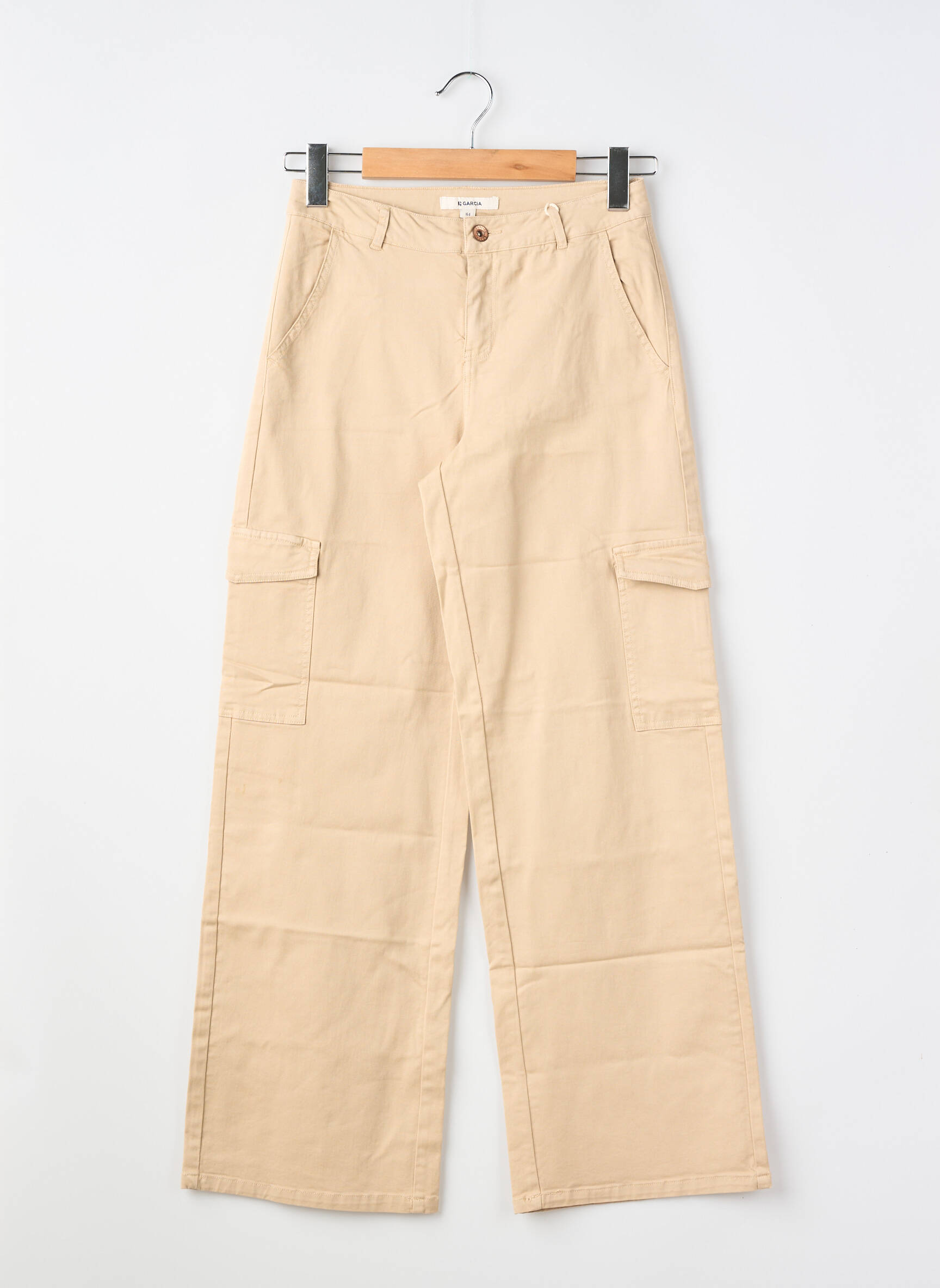 Pantalon cargo croială dreaptă bej GARCIA fată