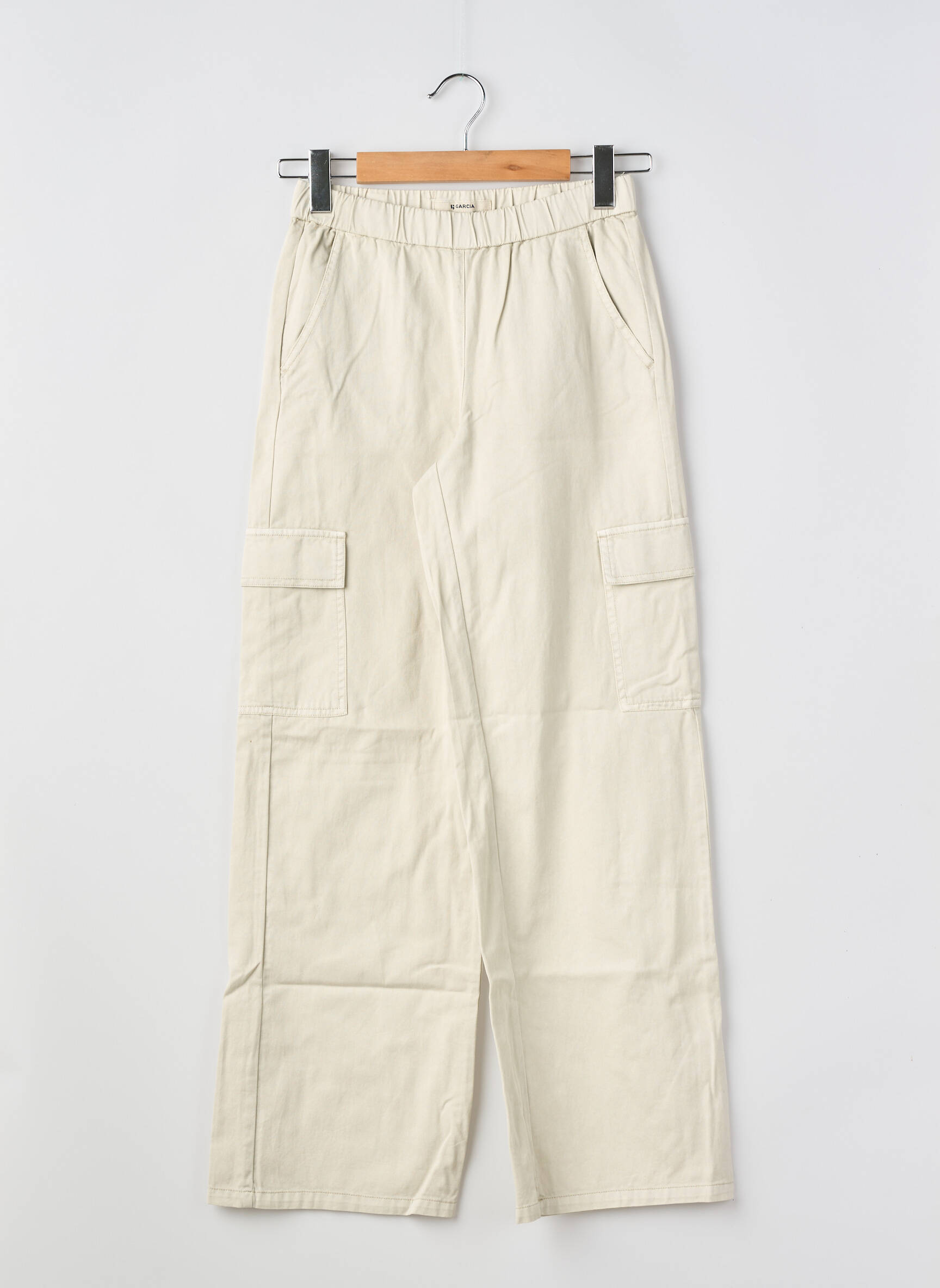 Pantalon cargo croială dreaptă talie elastică bej GARCIA fată
