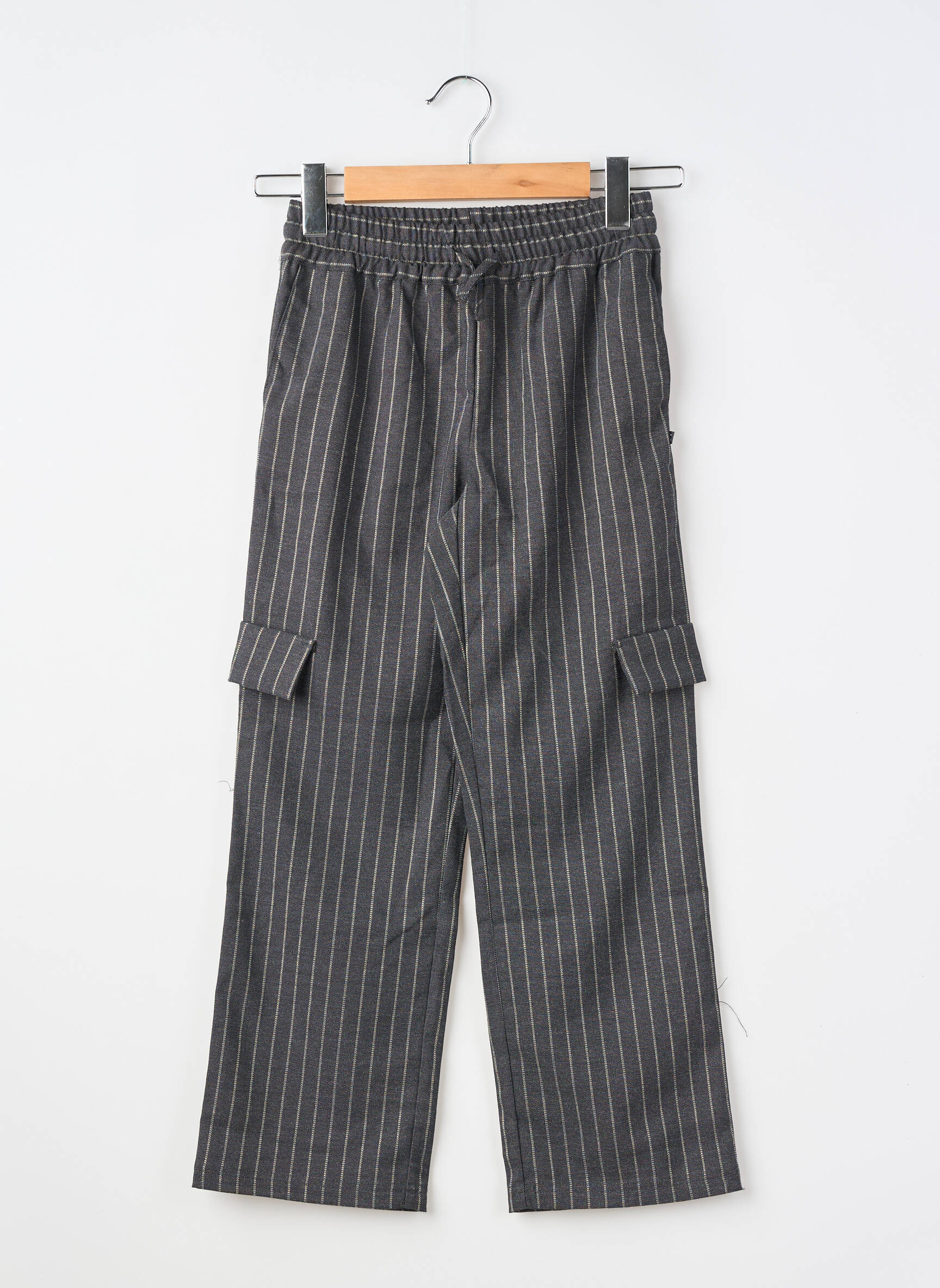 Pantalon cargo închidere cu legături de legat talie elastică negru LE TEMPS DES CERISES fată
