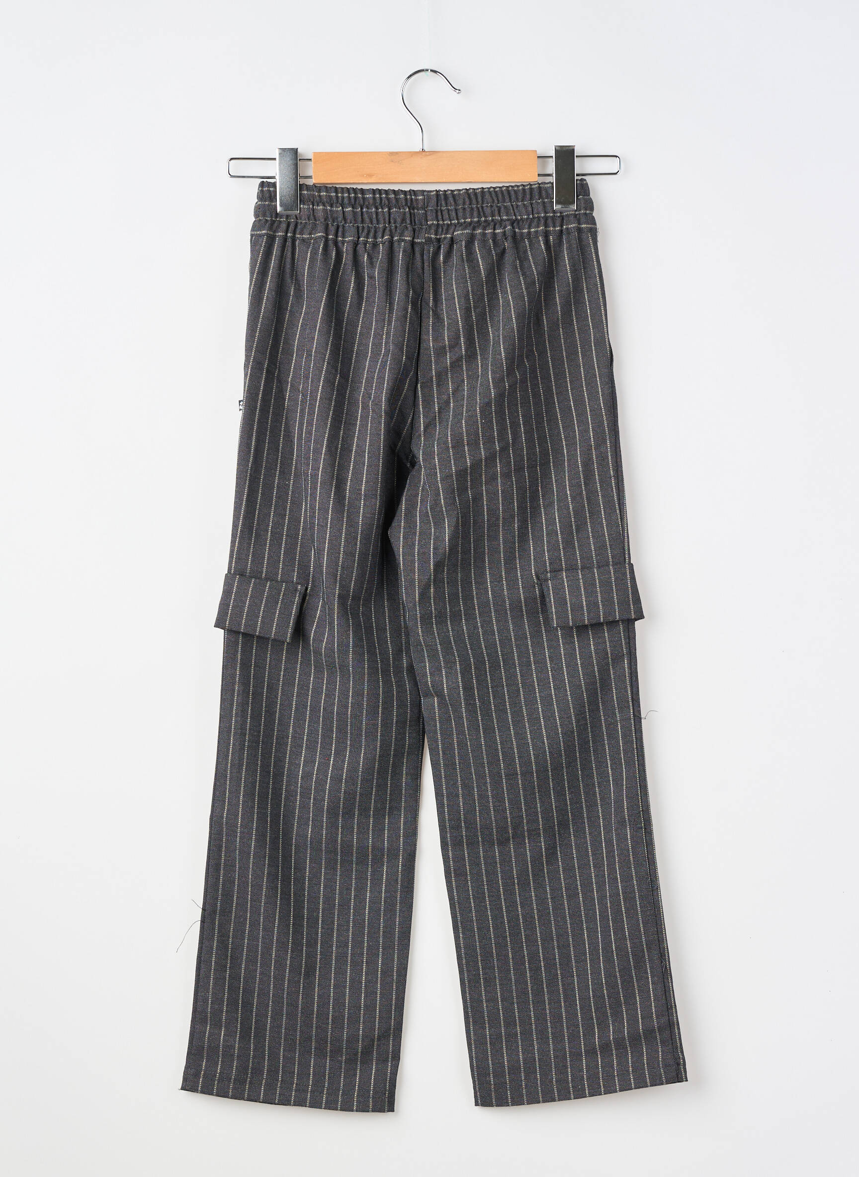 Pantalon cargo închidere cu legături de legat talie elastică negru LE TEMPS DES CERISES fată