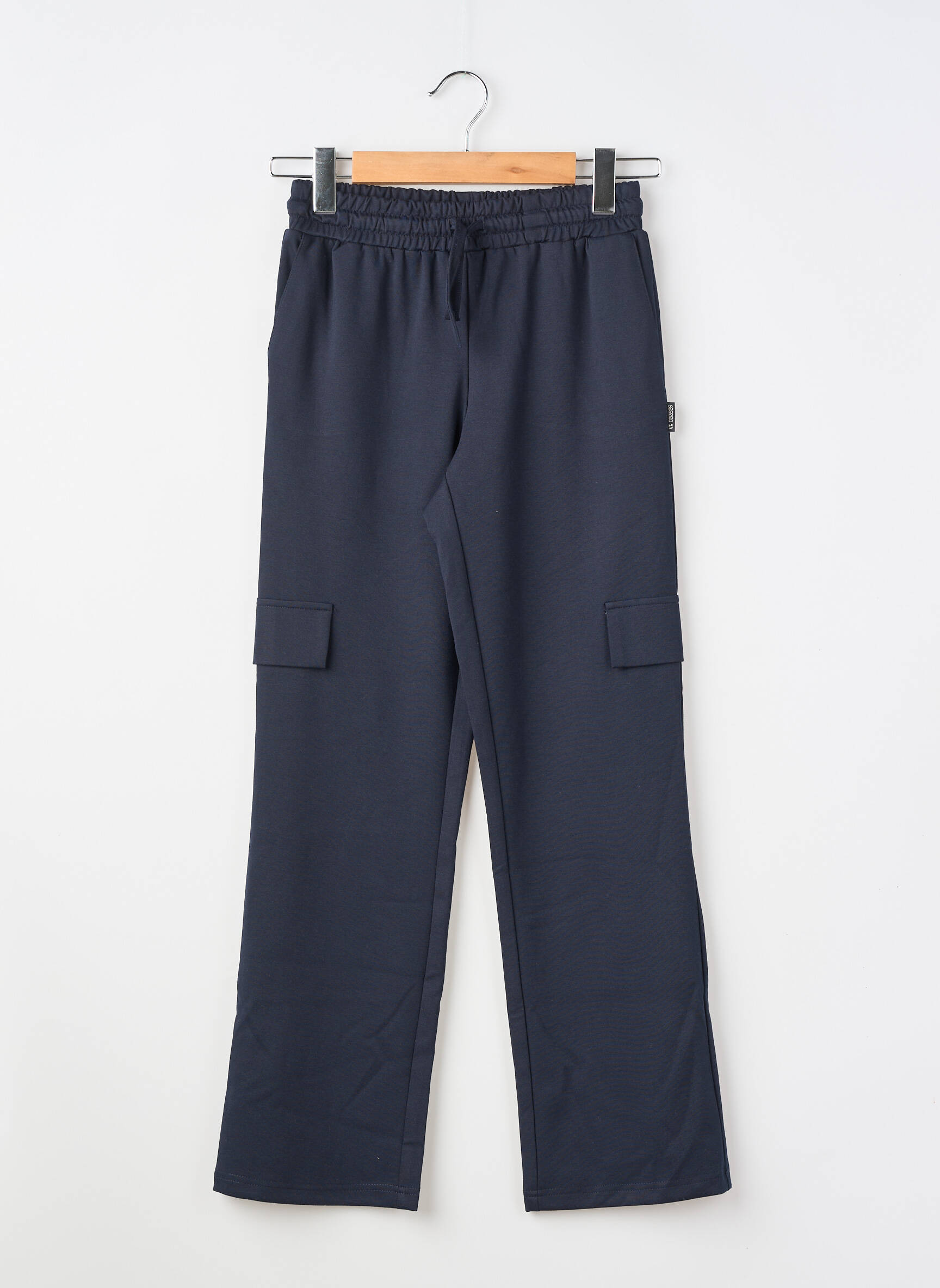 Pantalon cargo închidere cu legături de legat talie elastică albastru LE TEMPS DES CERISES fată