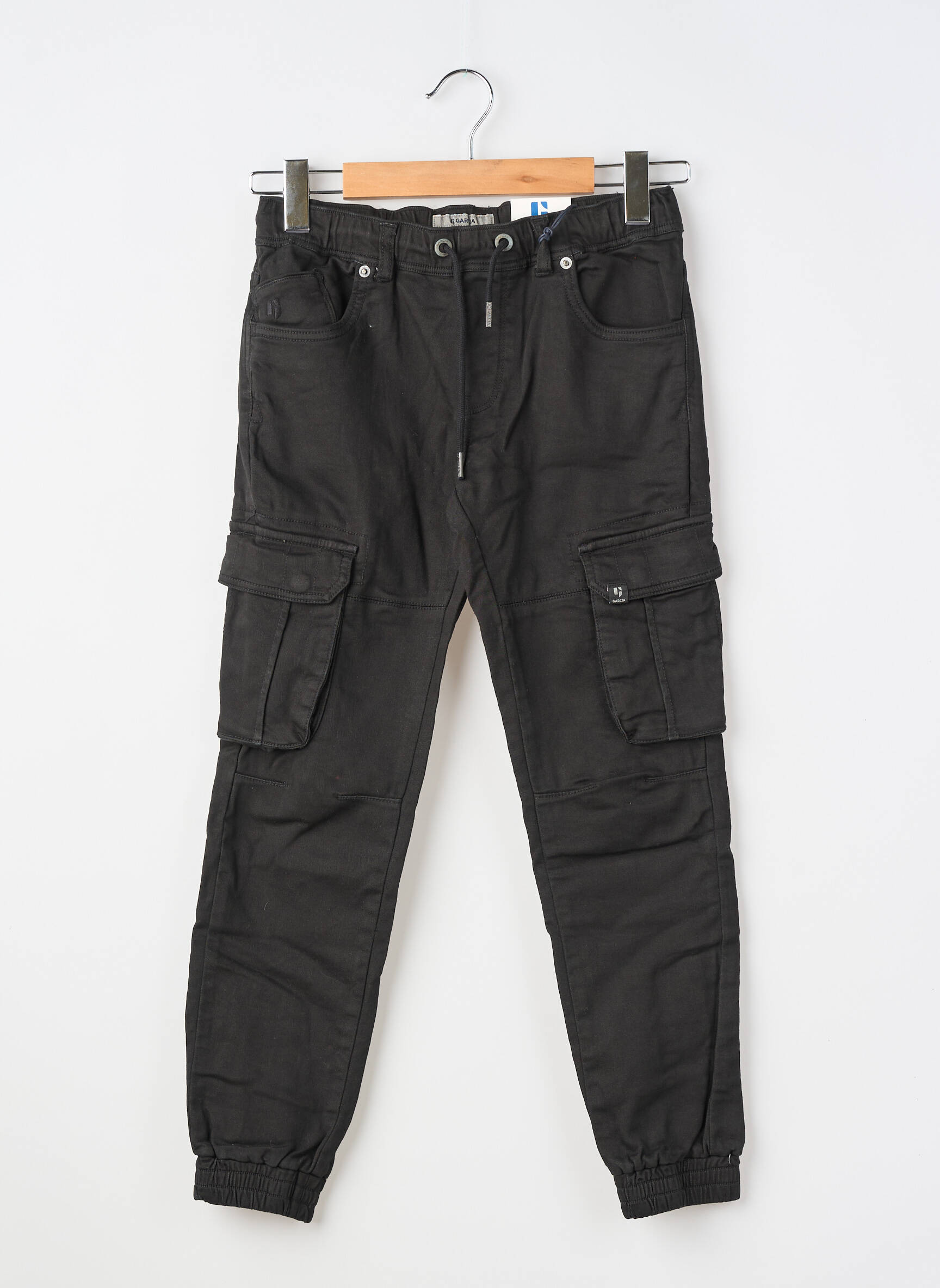 Pantalon cargo țesătură poplin talie elastică negru GARCIA băiat