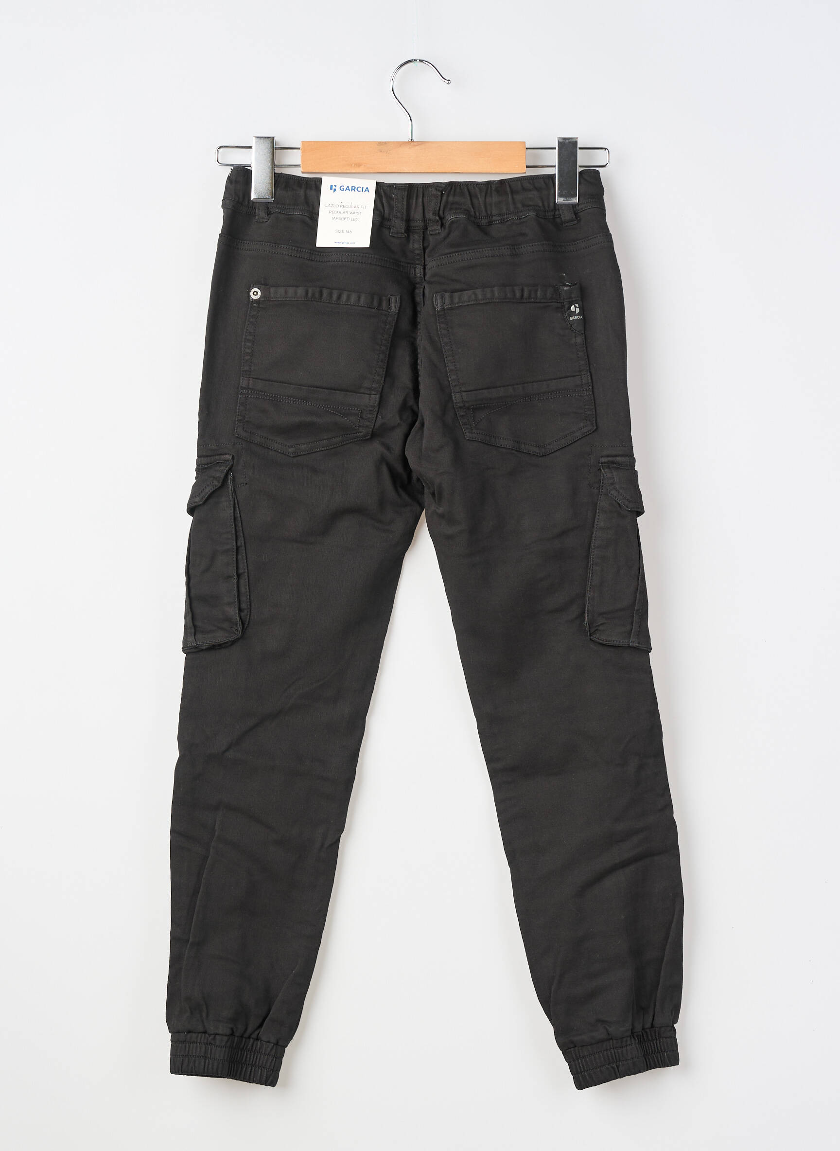Pantalon cargo țesătură poplin talie elastică negru GARCIA băiat