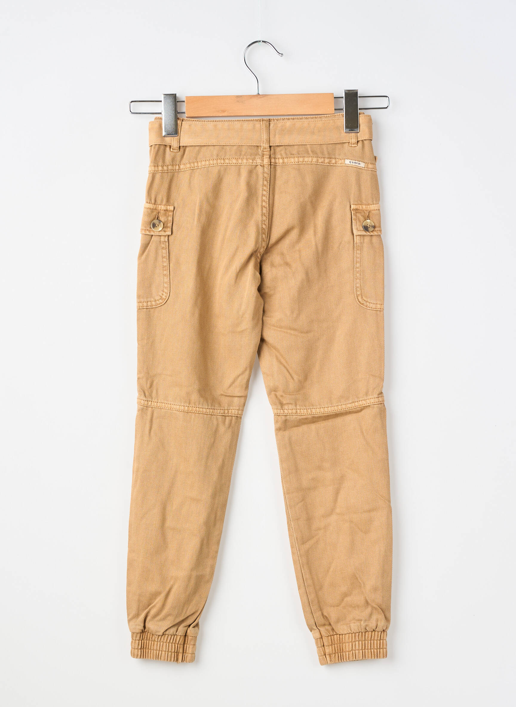Pantalon slim țesătură poplin maro GARCIA fată