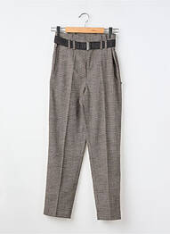 Pantalon drept croială morcov talie cu cleme maro LE TEMPS DES CERISES fată