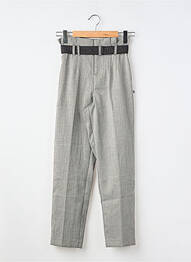 Pantalon drept croială morcov talie cu cleme gri LE TEMPS DES CERISES fată