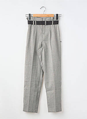 Pantalon drept croială morcov talie cu cleme gri LE TEMPS DES CERISES fată