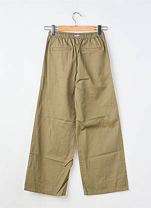Pantalon larg țesătură poplin talie elastică verde GARCIA fată