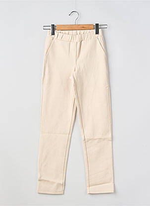 Pantalon slim elasticitate talie elastică bej GEISHA fată