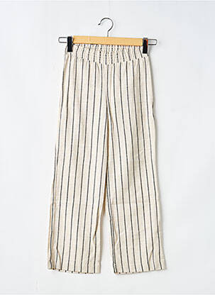 Pantalon drept croială dreaptă talie elastică bej GEISHA fată
