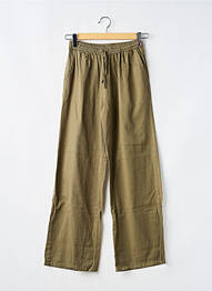 Pantalon larg închidere cu legături de legat talie elastică verde GARCIA fată