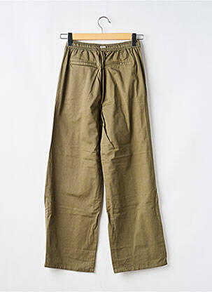 Pantalon larg țesătură poplin talie elastică verde GARCIA fată