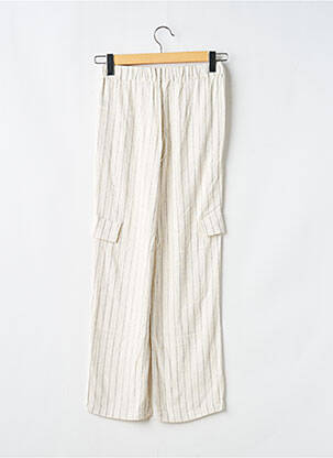 Pantalon cargo croială dreaptă talie elastică bej LE TEMPS DES CERISES fată