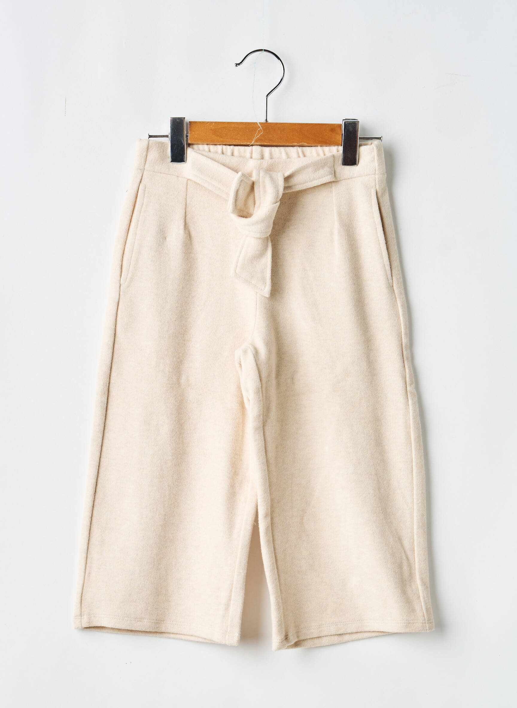 Pantalon larg închidere cu legături de legat talie elastică bej IKKS fată