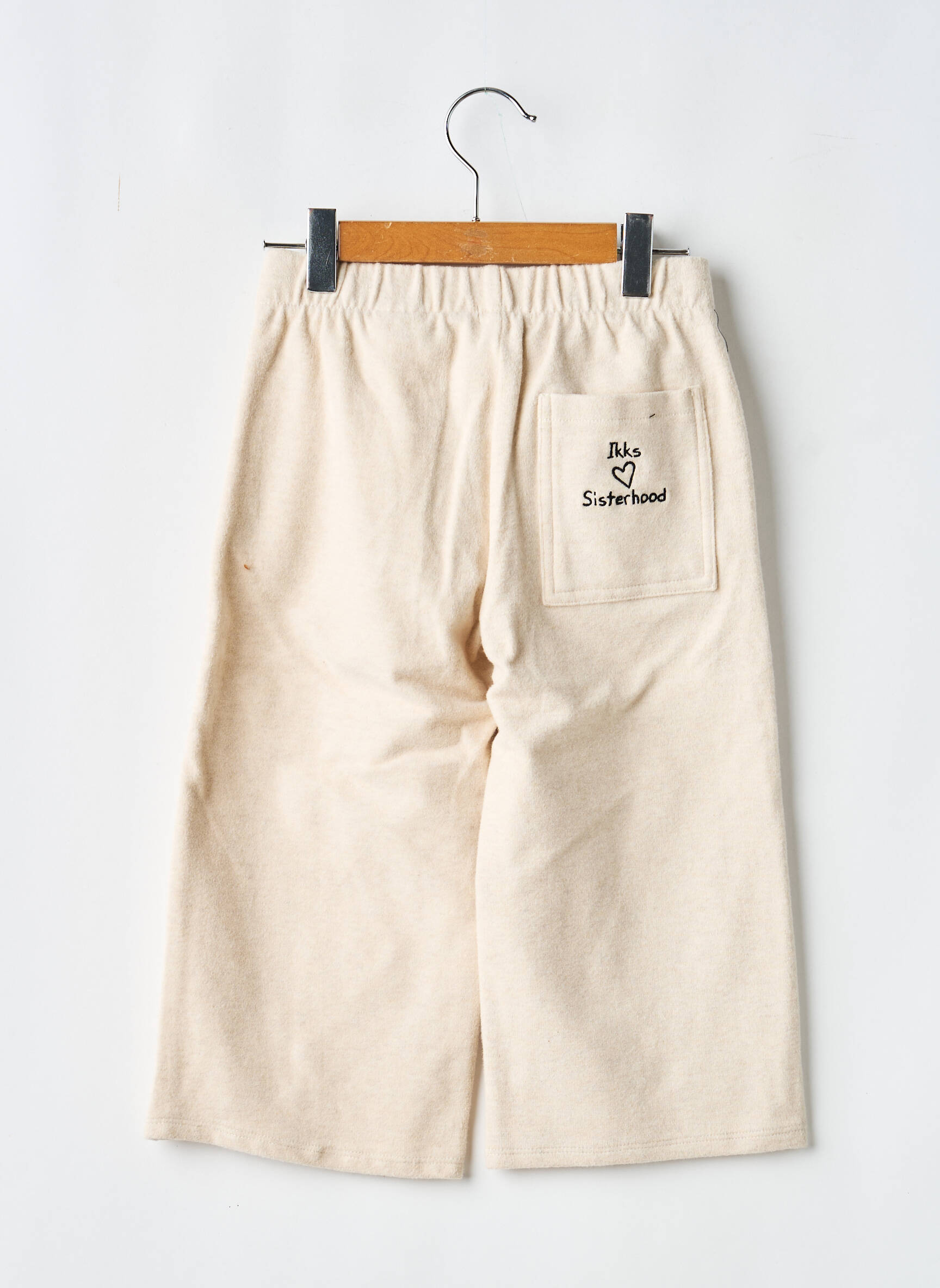 Pantalon larg închidere cu legături de legat talie elastică bej IKKS fată